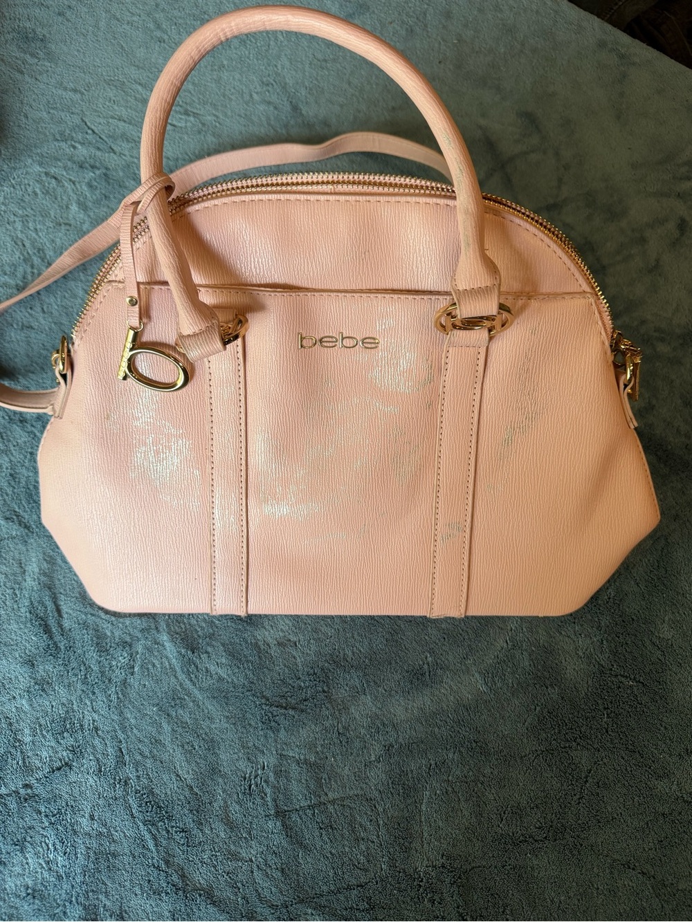 bebe Blush Pink Dome Satchel with Gold Hardware